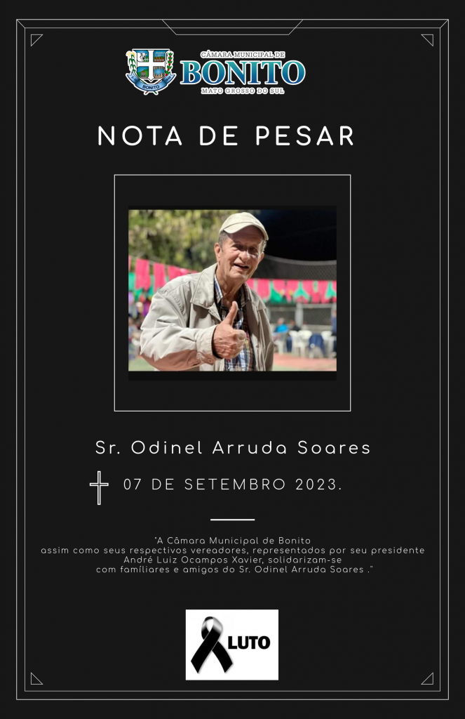 Nota de Pesar Sr. Odinel Arruda Soares.