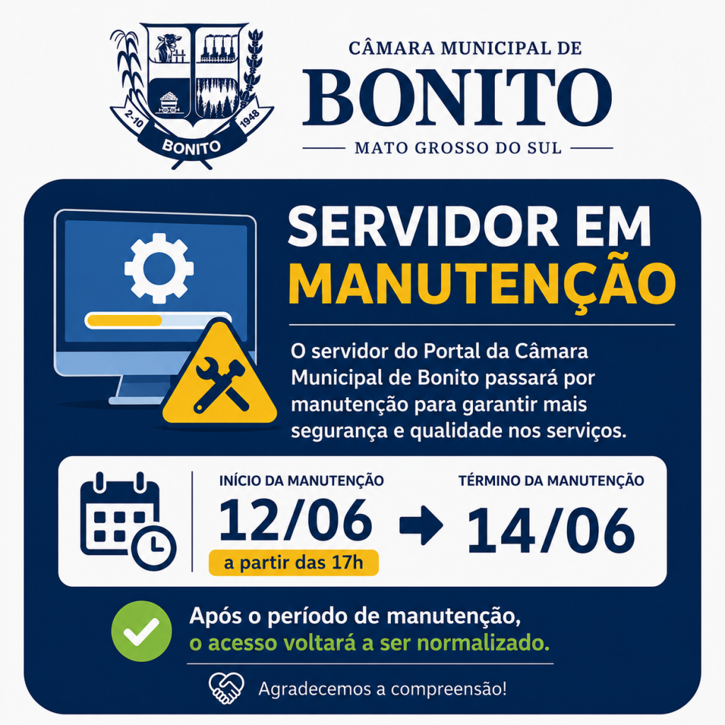 Portal em Manutenção a partir de 12/06 às 17h até 14/06
