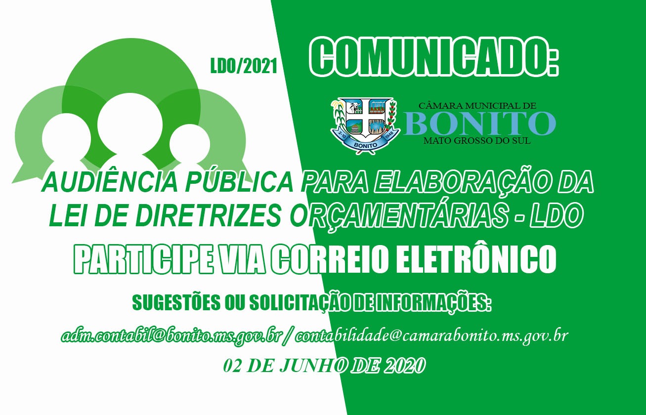 Proposta para a LDO-2021 será apresentada em Audiência Pública on-line
