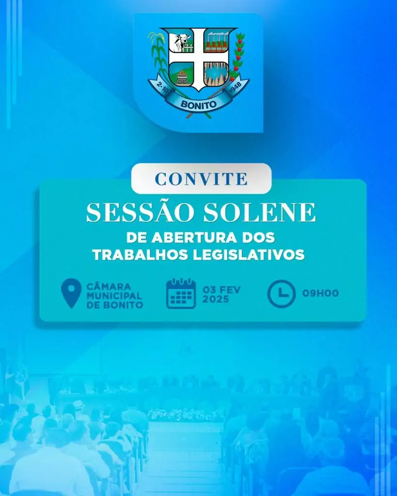 Convite para Sessão Solene de abertura dos Trabalhos Legislativos.